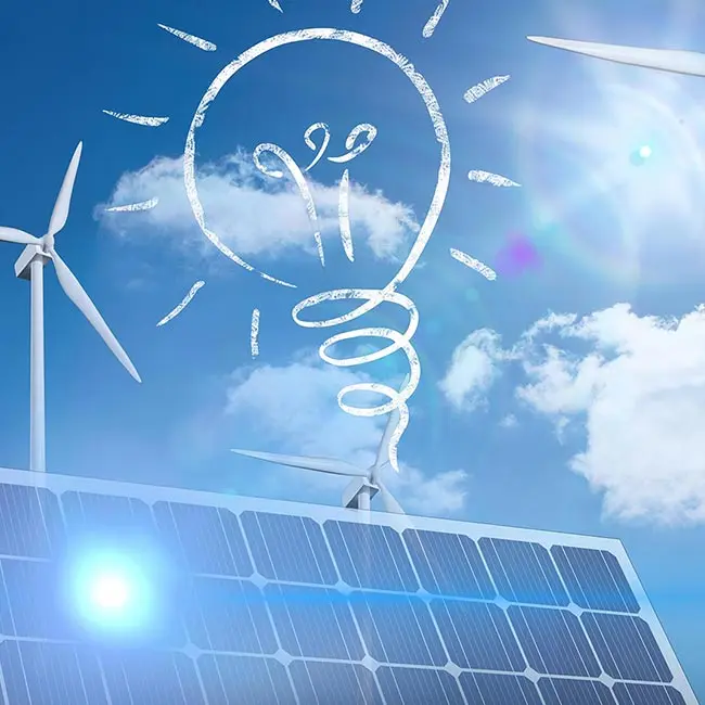 Éoliennes et représentation graphique d’un réseau énergétique intelligent